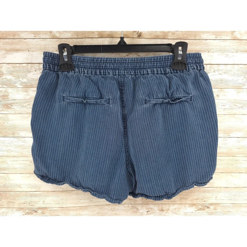 J Crew 2.5 Inseam Mid Rise Striped Drawstring Lyocell Soft Blue Shorts Womens XS